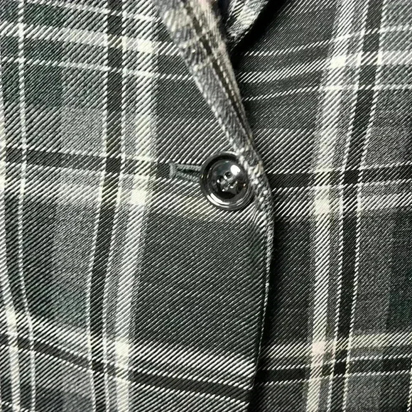 Tahari ASL Plaid Single Button Lined Blazer Size 18 Gray, Black & White - Picture 3 of 8